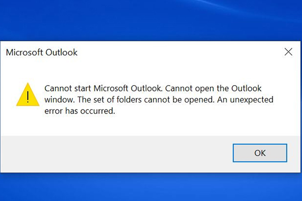 Cách sửa lỗi an unexpected error has occurred Outlook