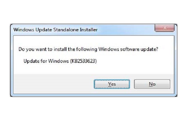 Tải xuống và mở file update KB2533623 để cài đặt cho Window