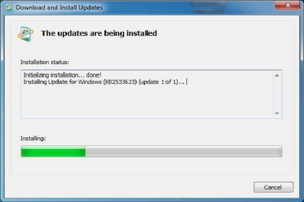 Thực hiện cài đặt gói update KB2533623 cho Window