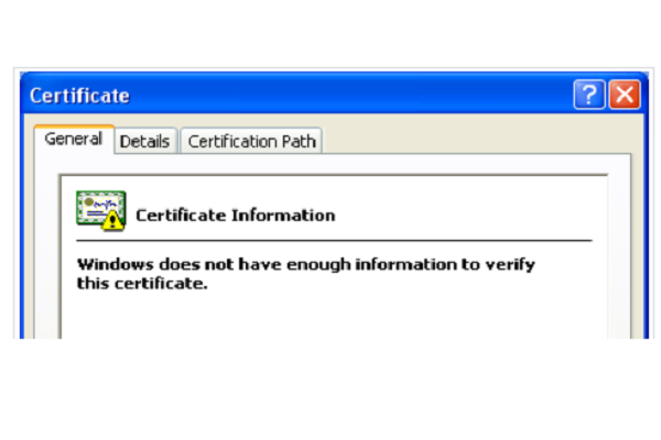  Lỗi windows does not have enough information to verify this certificate