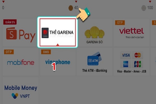 Sử dụng thẻ game Garena online để nạp thẻ Garena